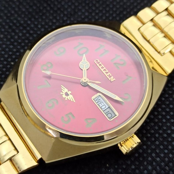 Citizen Other - Vintage 1973 Citizen Automatic Mens Gold Wacth W/Daydate & Red Face